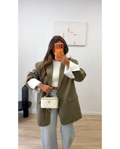 Blazer Oversize Retroussé Kaki