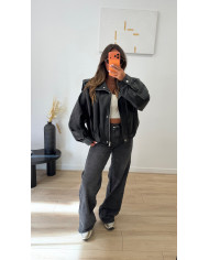 Veste bimatiere Simili & Suédine Choco
