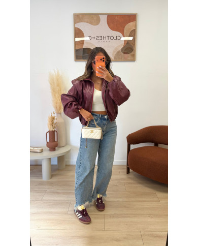 Veste Bombers Simili bordeaux