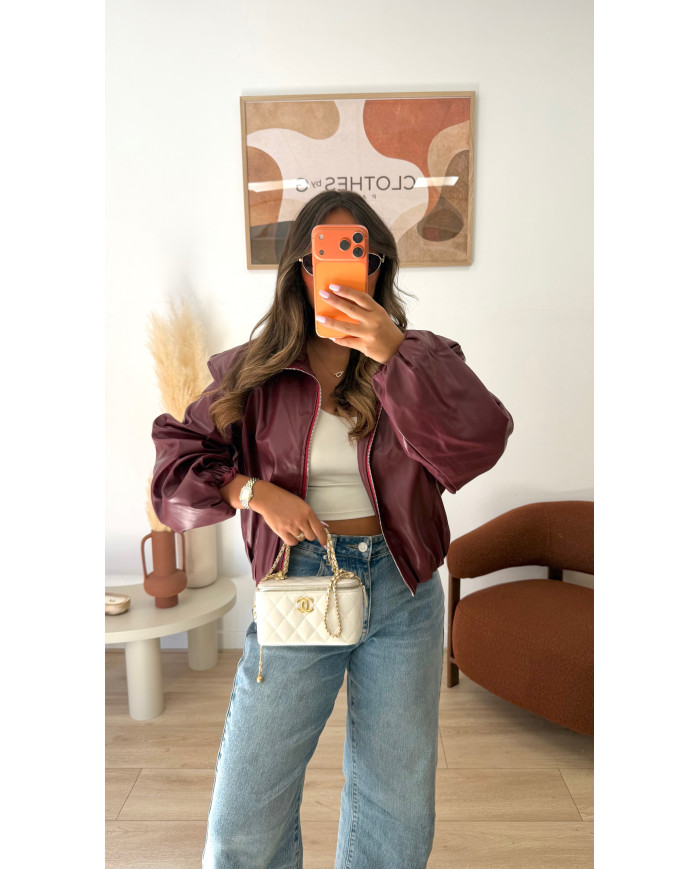 Veste Bombers Simili bordeaux