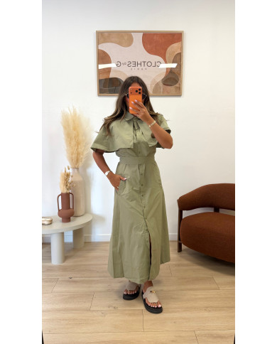 Robe chemise cape Kaki