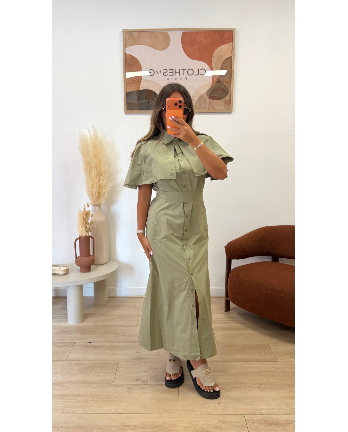 Robe chemise cape Kaki