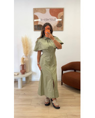 Robe chemise cape Kaki