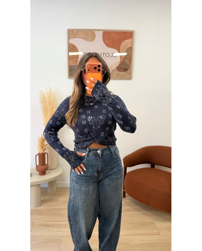 Top bandana mitaines bleu