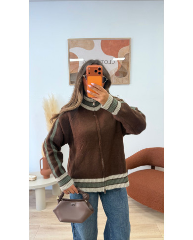 Gilet Cassy marron & Kaki