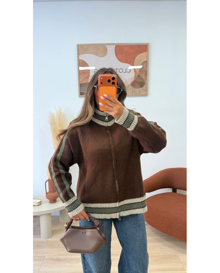 Gilet Cassy marron & Kaki