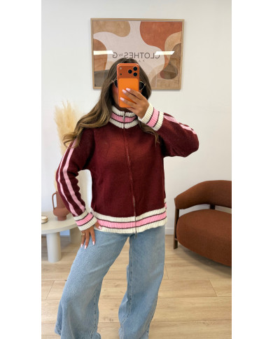 Gilet Cassy Bordeau & rose