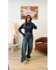 Jean mom effiloché noir