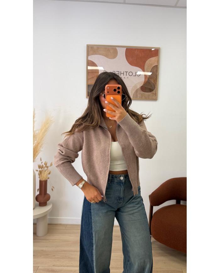 Gilet Zip Taupe