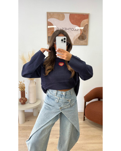 Pull doux bleu marine  Coeur ♥️