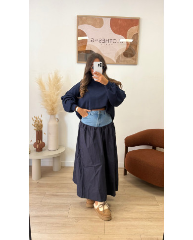 Jupe Bimatiere jean & bleu marine