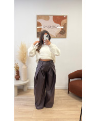 Pantalon large simili bordeaux