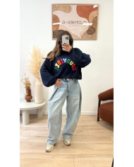 Pull GOOD VIBES Bleu