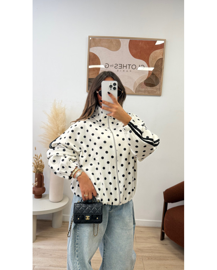Gilet Zip pois noir & blanc
