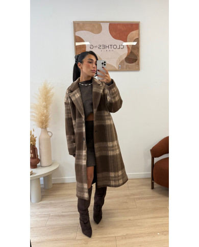 Manteau long à carreaux Choco