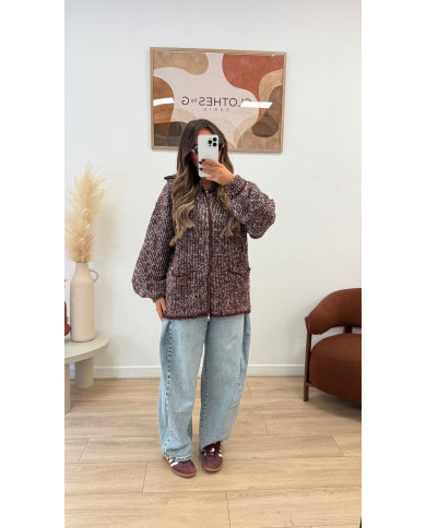 Gilet Gaufrée Bordeaux  Oversize