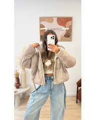 Doudoune taupe détails gilet