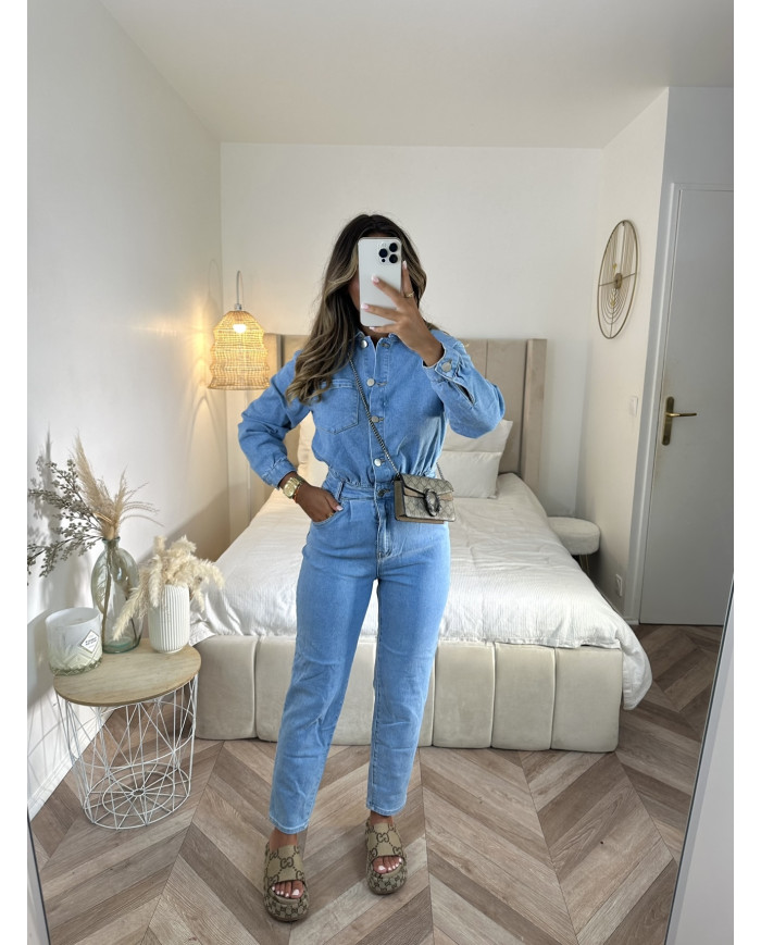 Combinaison Jean Mom bleu