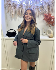 Blazer Oversize Gris Strass