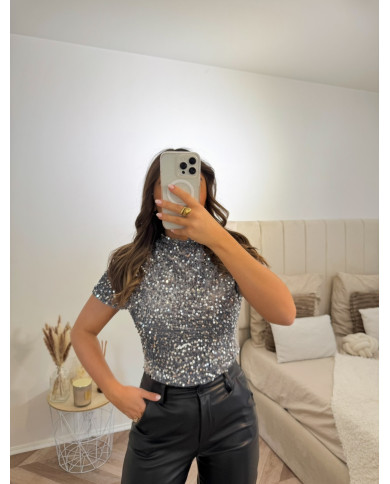 Top Paillettes argenté