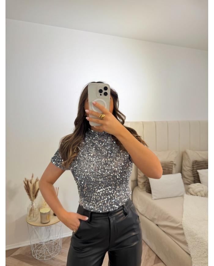 Top Paillettes argenté