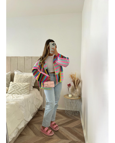 Gilet crochet multicolore Rose