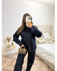 Ensemble jupe broderie fleurs Noir