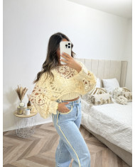 Ensemble chemise crop en jean tissu