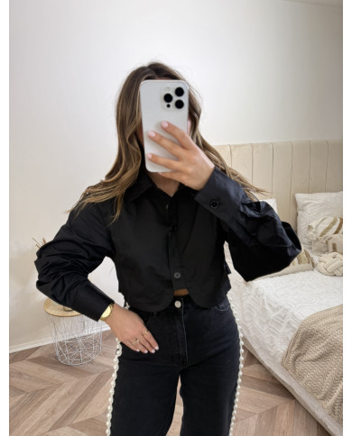 Chemise basic crop noir