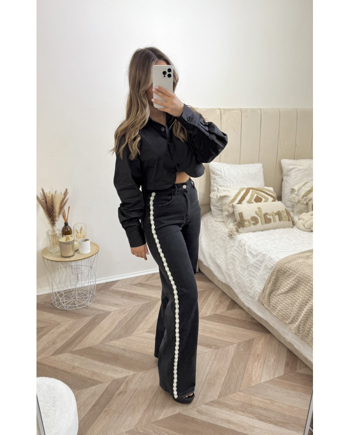 Chemise basic crop noir