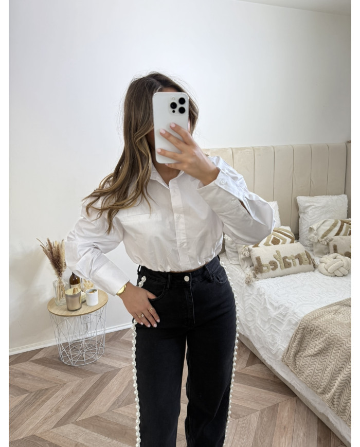 Chemise crop élastique blanche